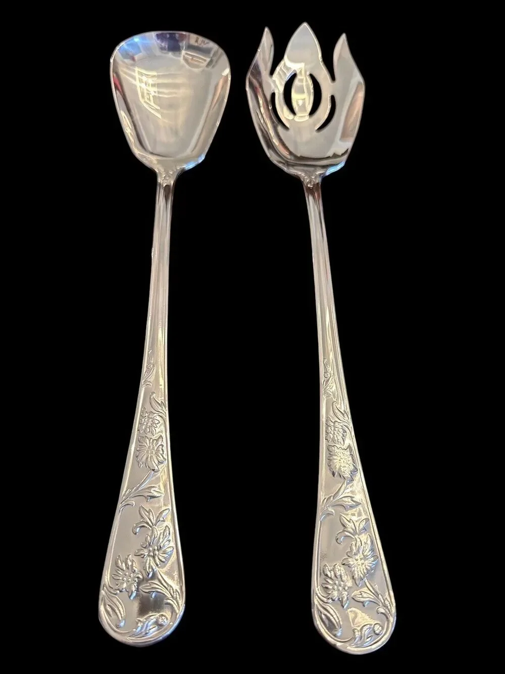 Reed & Barton QUEEN'S GARDEN Stainless 2 Pc Oversized Salad Serving Set (AA)